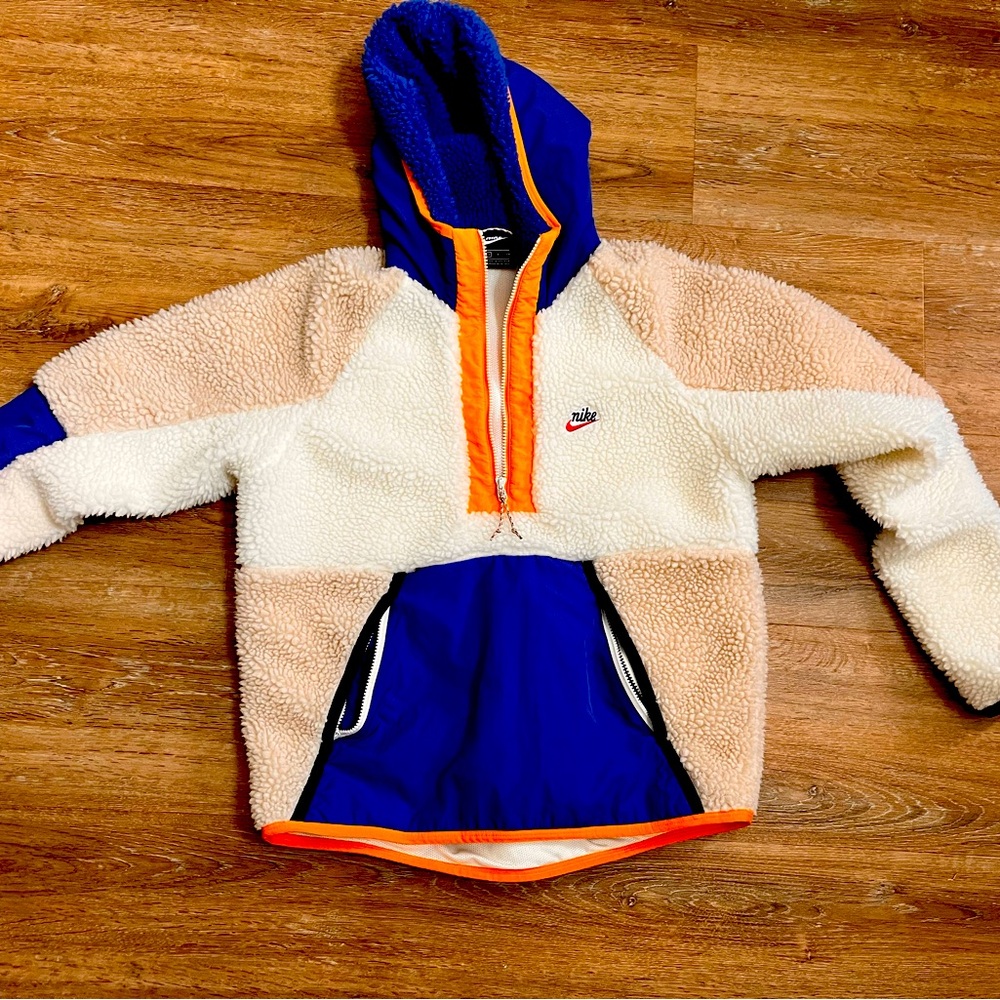 Heritage Blue and Orange Sherpa Nike pullover